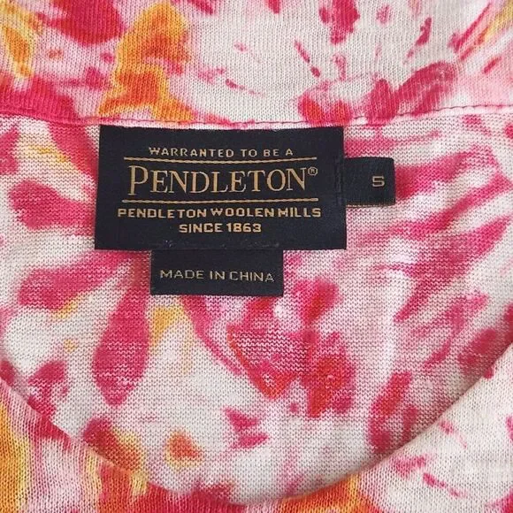Pendleton Pink Linen Top Tie-Dye Look Ladder Trim Lightweight Women's SZ S - Picture 8 of 11